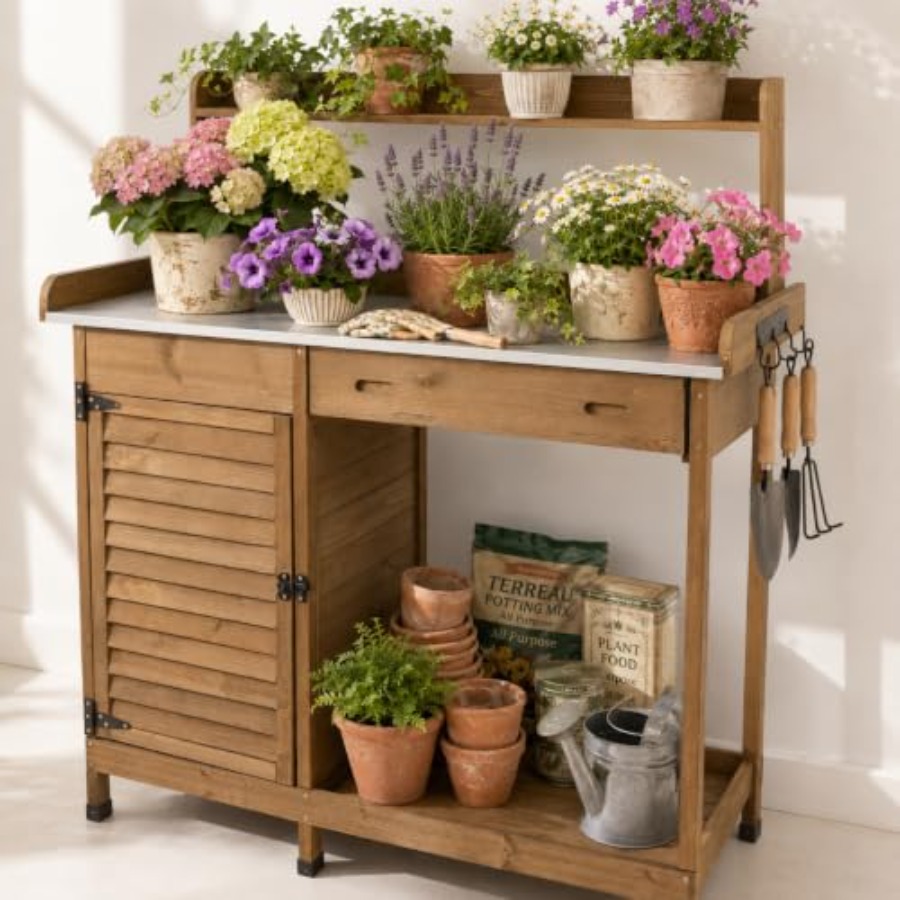 Woodworking Bench - Stół do prac ogrodowych z szafką